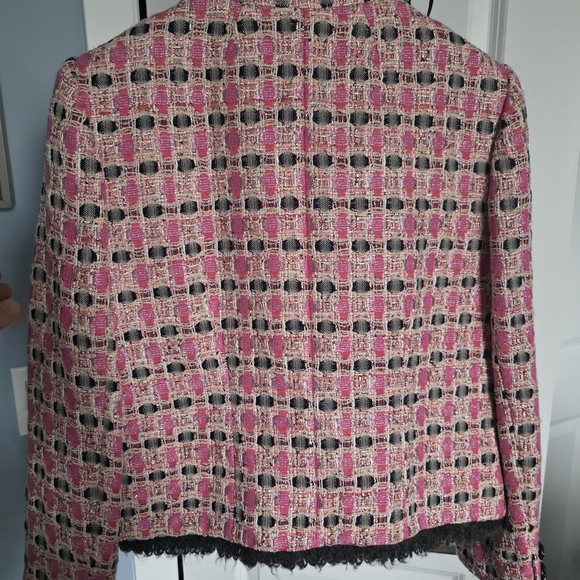 J. Crew Collection Pink and Black Checkered Metallic Tweed Blazer 10 Jenna Lyons - Picture 4 of 5